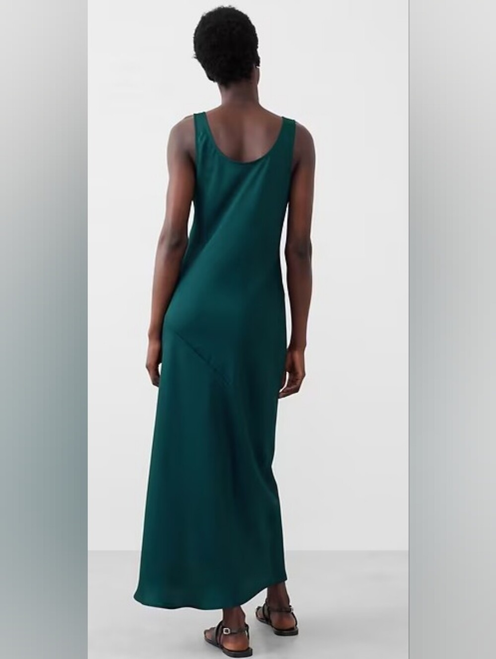 Banana Republic NWT  Sliky Teal Maxi Slip Dress with Side Slit Misses Large - Picture 3 of 10